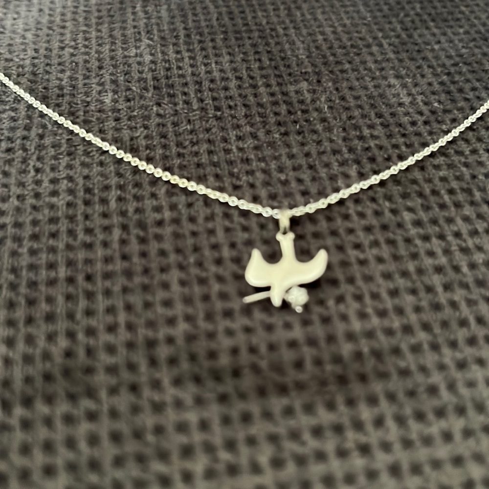Peace Dove Necklace with Diamond accent